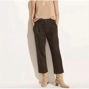 Vince Cozy Tapered Wool Cropped Pants 4 Java Brown Quiet Luxury Office Preppy